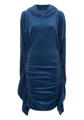 Paula Knorr velour ruched hooded dress - Blue