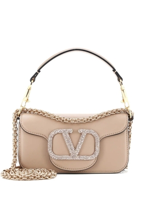 Valentino Garavani Pre-Owned VLogo Loco Flap Leather with Crystals Small shoulder bag - Pink