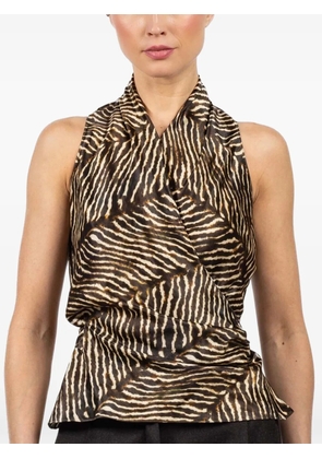Peter Cohen zebra-print tie top - Brown