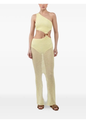 BANANHOT one-shoulder ring-detail midi dress - Yellow
