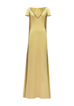 Gemy Maalouf beaded V-neck cape dress - Yellow