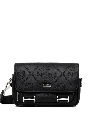 GUESS USA embossed flap shoulder bag - Black