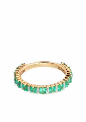 Suzanne Kalan 18kt yellow gold emerald and diamond band ring