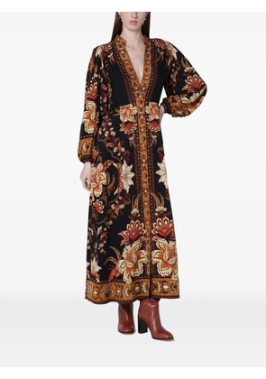 FARM Rio V-neck floral-pattern maxi dress - Black