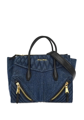 Miu Miu Pre-Owned 2010s Biker zip-detail tote bag handbag - Blue