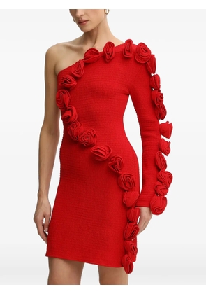 FARM Rio rose-appliqué one-shoulder mini dress - Red