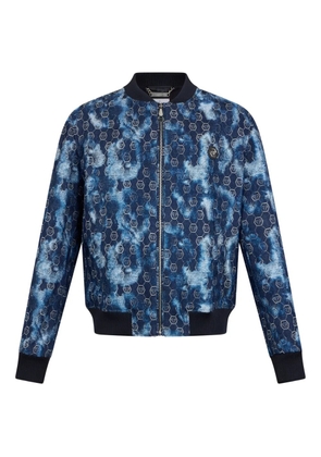 Philipp Plein monogram-jacquard bomber jacket - Blue