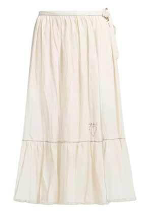 Marni logo-embroidered cotton midi skirt - Neutrals