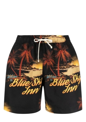 BLUE SKY INN graphic-print swim shorts - Black