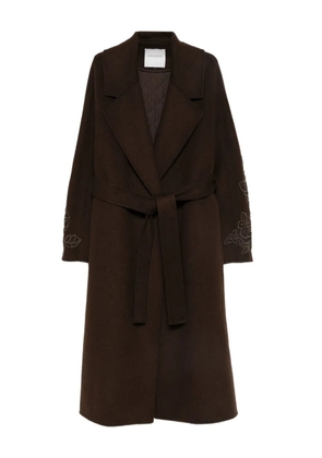 ERMANNO FIRENZE floral-embroidery belted coat - Brown