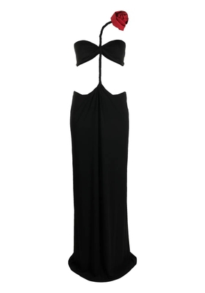Magda Butrym floral-appliqué cut-out gown - Black