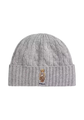 Polo Ralph Lauren cable-knit embroidered beanie hat - Grey