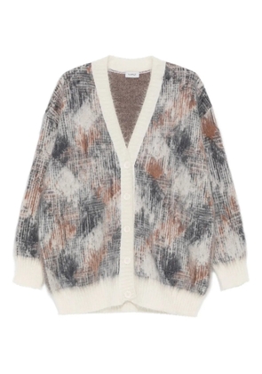 MRZ abstract-pattern button cardigan - White