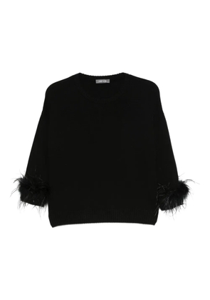 Philo-Sofie feather-trimmed crew-neck sweater - Black