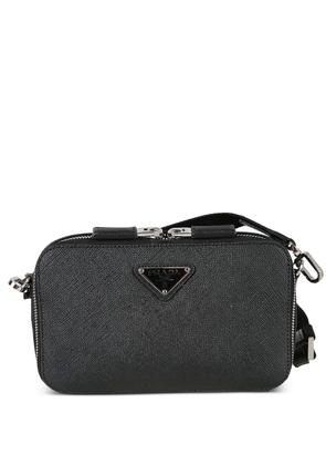 Prada logo-plaque top-zip shoulder bag - Black