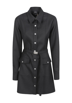 A.P.C. button-fastening belted coat - Black