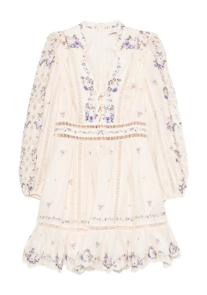 ZIMMERMANN Patience floral-print lace mini dress - Neutrals
