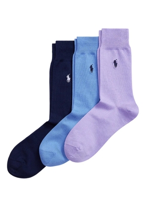 Polo Ralph Lauren ribbed embroidered socks (pack of three) - Blue
