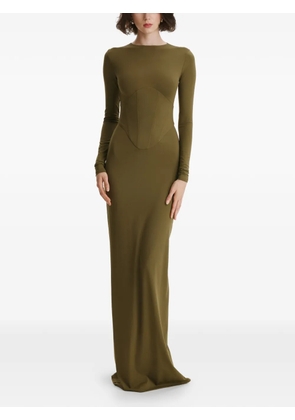 2310 STUDIO long-sleeves panelled maxi dress - Green