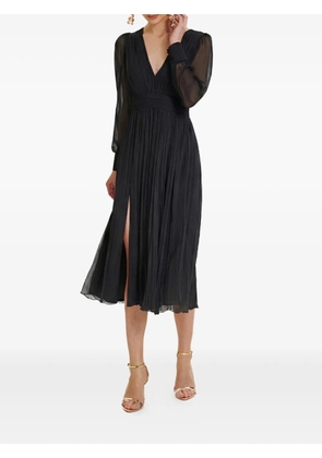 FRAMBOISE V-neck pleated midi dress - Black