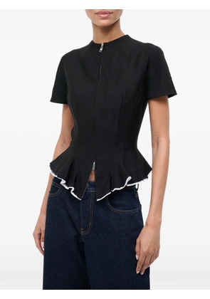 STAUD Maelle ruffled zip-up top - Black