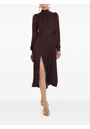 FRAMBOISE Otello pleated high-neck midi dress - Brown