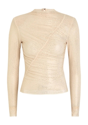 Self-Portrait embellished long-sleeved top - Neutrals