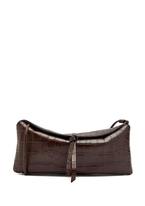 STAUD Eve croc-embossed clutch bag - Brown