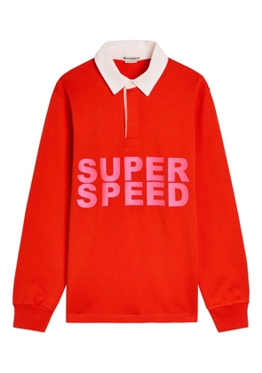 JW Anderson graphic long-sleeved polo top - Red