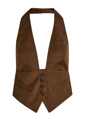Ronny Kobo Alesis button halter-neck vest - Brown