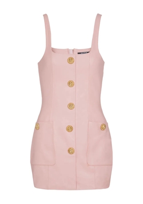 Balmain button-embellished leather mini dress - Pink