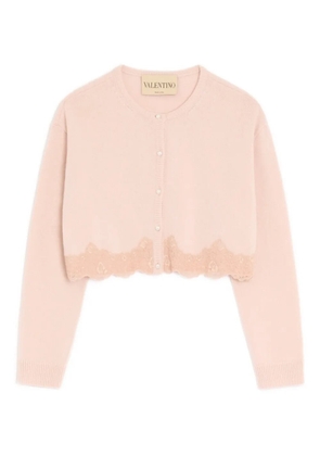 Valentino Garavani lace-trim wool cardigan - Pink