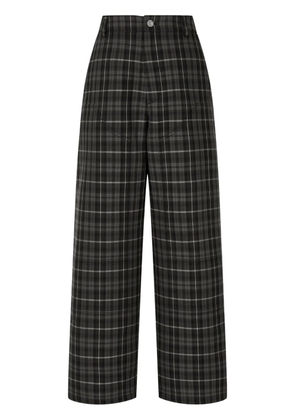 TOMBOY tartan-check wide-leg trousers - Black
