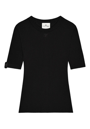 Courrèges buckle-detail ribbed-knit T-shirt - Black