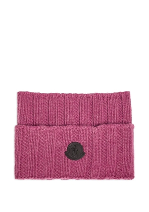 Moncler ribbed logo patch beanie hat - Pink