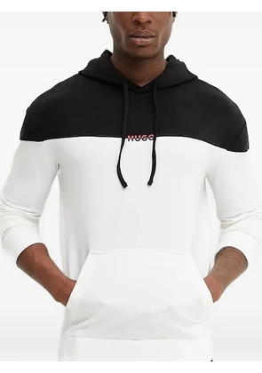 HUGO two-tone logo-detail hoodie - White