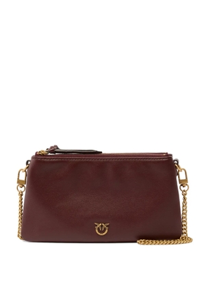 PINKO logo-plaque zip clutch bag - Brown