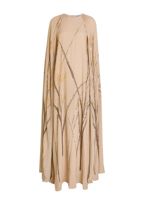Bernadette embroidered cape dress - Neutrals