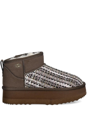 LIU JO bouclé-detailing ankle boots - Brown