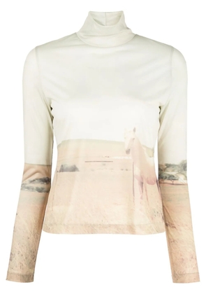 Rejina Pyo Bronte graphic-print mesh top - Green