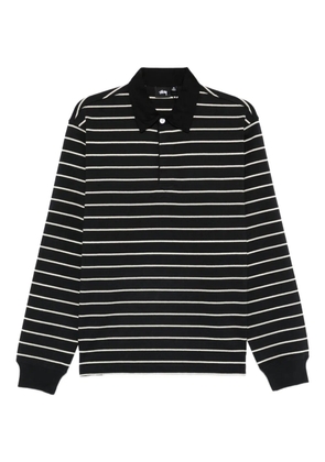 Stüssy striped long-sleeve polo shirt - Black