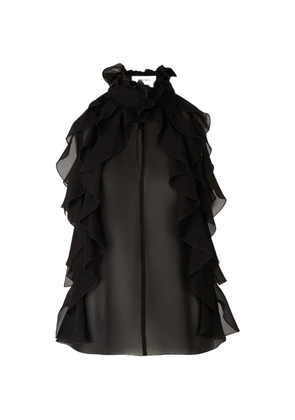 Alexander McQueen ruffled silk top - Black