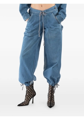 Greg Lauren drawstring wide-leg trousers - Blue