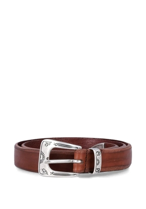 Fabrizio Mancini engraved buckle leather belt - Brown