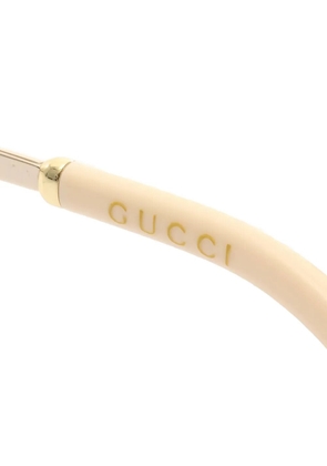 Gucci Pre-Owned Fashion logo round glasses - Gold