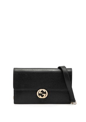 Gucci Pre-Owned 2016-2025 Leather Interlocking G Dollar Wallet on Chain crossbody bag - Black