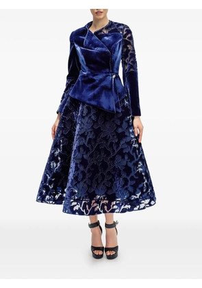 ARAFTU velvet-blazer lace-skirt suit - Blue