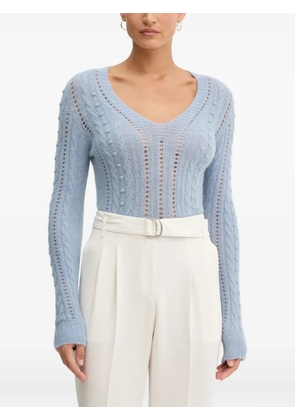 TWINSET cable-knit V-neck sweater - Blue