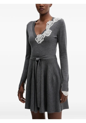 Blugirl lace-trim V-neck mini dress - Grey