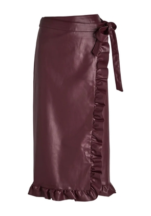 NEVER FULLY DRESSED ruffled-hem side-tie skirt - Red